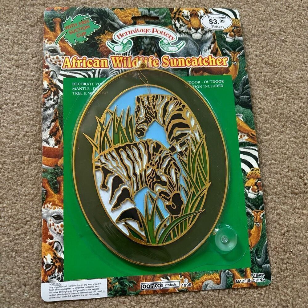 Hermitage Pottery African Wildlife Suncatcher Zebras 1996 *New*